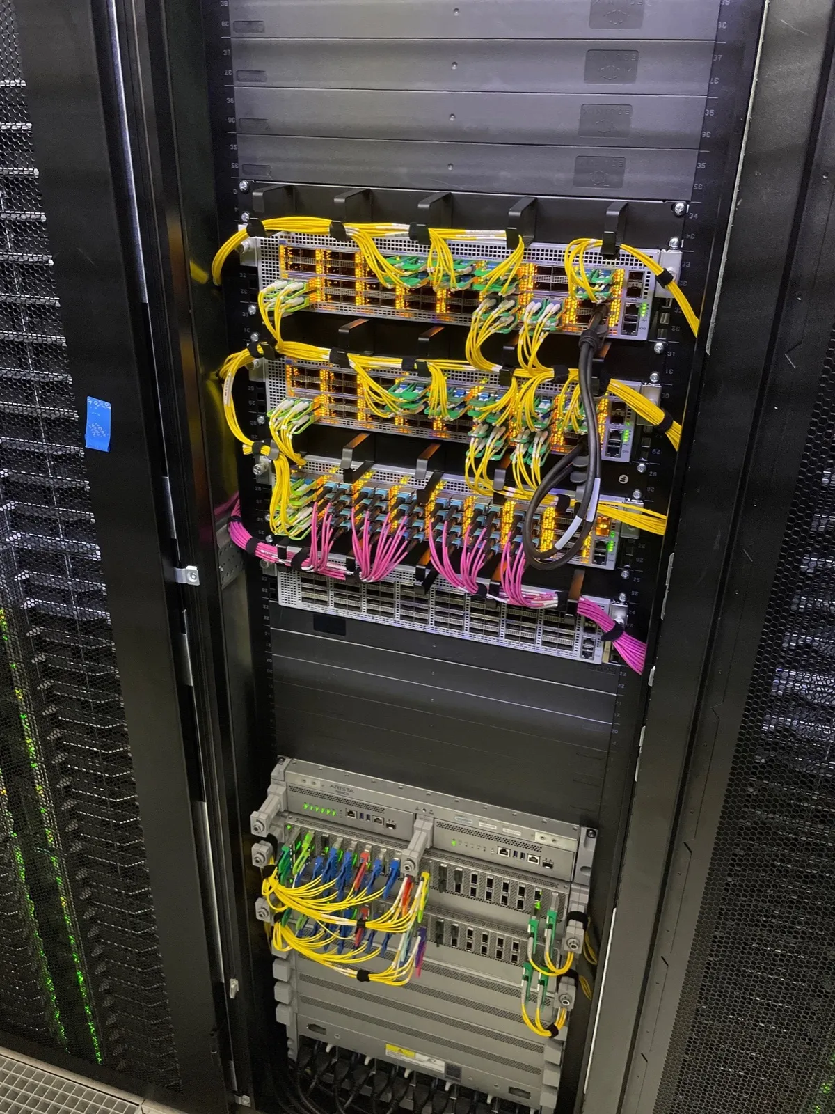 A labeled fiber cross-connect patch panel