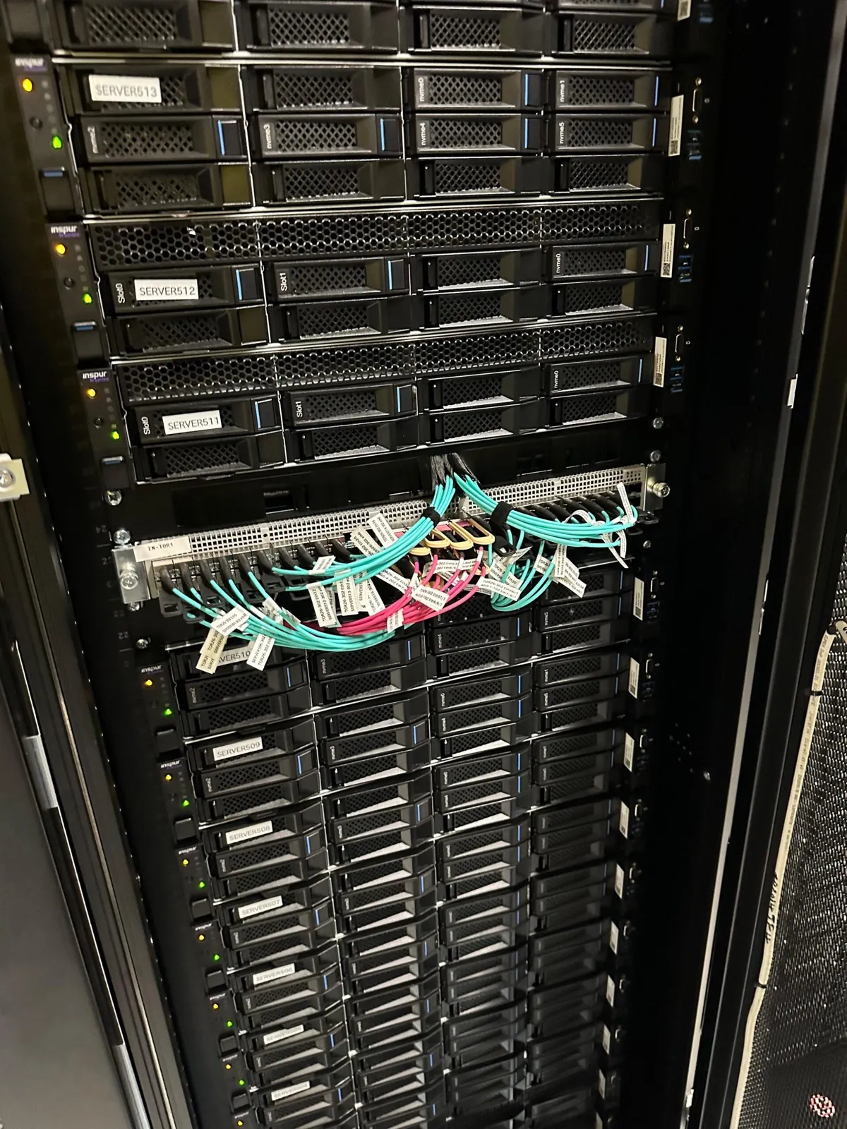 A freshly built and patched server rack